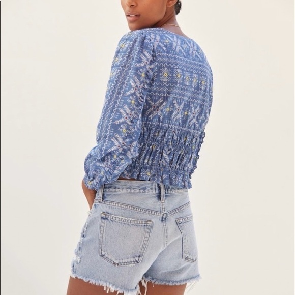NWT Anthropologie Forever That Girl Embroidered Smocked Long Sleeve Blouse - Picture 3 of 8
